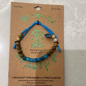 Azurite Tigers Eye Jasper Agate semi precious adjustable corded beaded bracelet